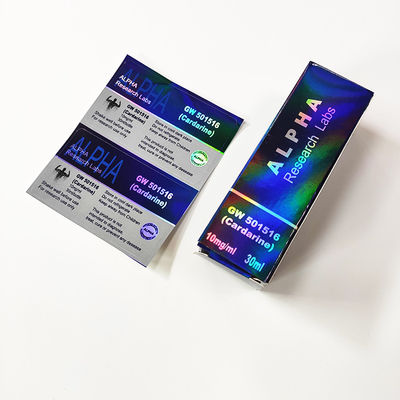 10ml 주입 작은 유리병 사용을 위한 목록에 의하여 주문 다채로운 인쇄 홀로그램 Steriod 3x6 Cm 레이저 종이 작은 유리병 상표